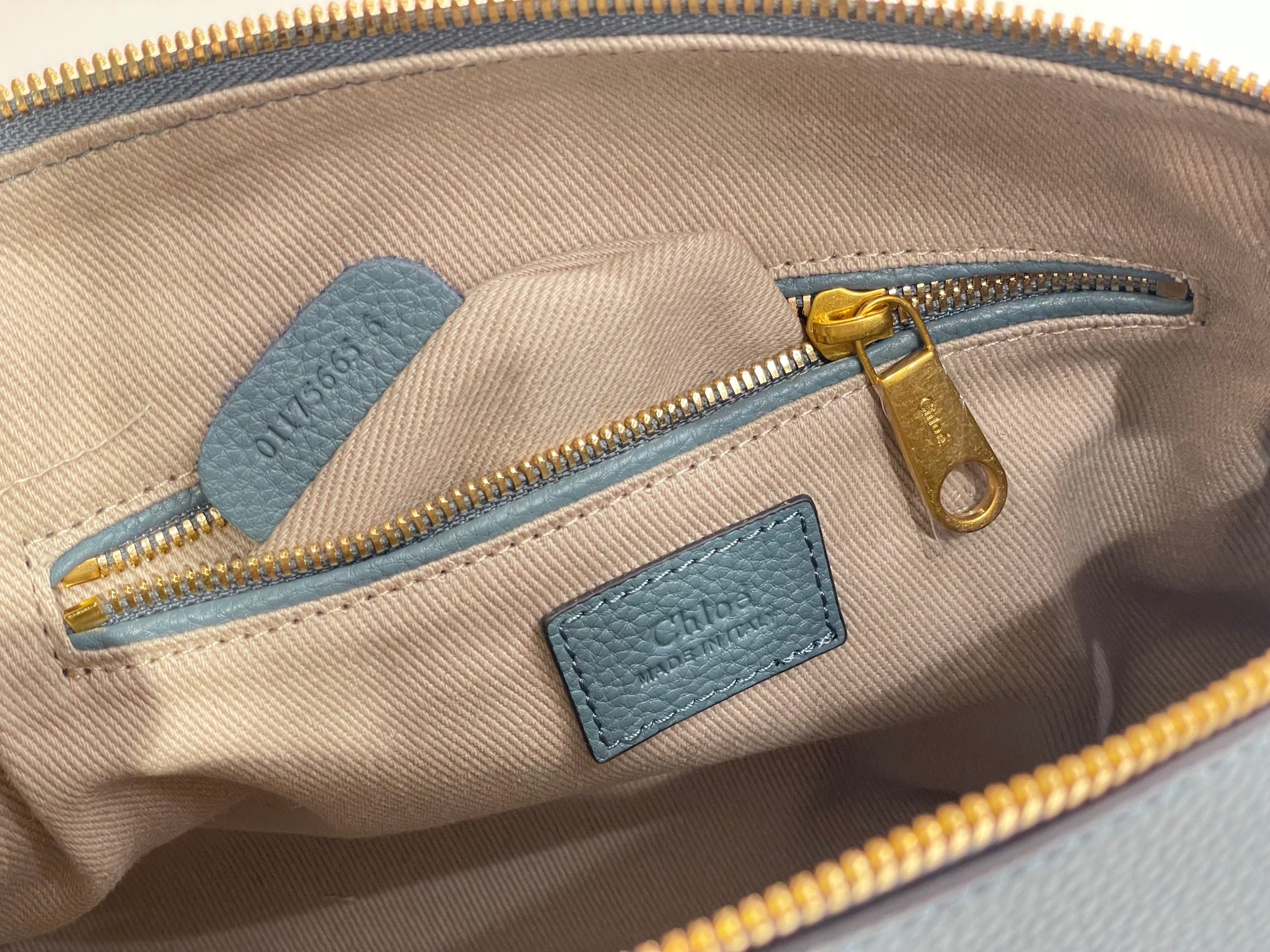 Chloe Large Marcie Bag In Light Blue Grained Leather